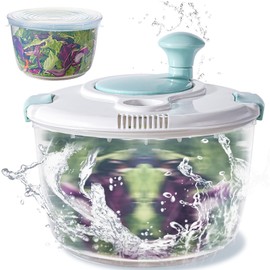 LEPCY Salad Spinner, Durable Bowl Never Crack. 4.8 Qt Large Capacity Lettuce Spinner Vegetable Spinner Fruit Washer Spinner Dryer with Storage Lid, Non-skid Base. Gifts for Mom Women Parents