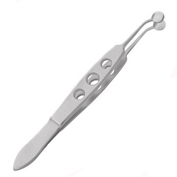 FUNORNAM Meibomian Gland Expressor Professional Prevent Excessive Force Eyelid Massage Forceps for MG Issue Dry Eyes, Premium Stainless Steel (Round)