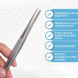 Dissecting Dressing Thumb Forceps Tweezers 4.5" (11.43cm), Blunt Serrated Tips Straight Stainless Steel