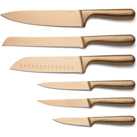 Cambridge Silversmiths Rame Hammered Copper 12-Piece Cutlery Set with Block