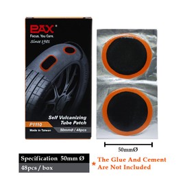 PAX 48 Pcs 50mmØ Round Inner Tube Patches, Puncture Flat Tire Repair Patch for Car, Truck, Tractor, Agricultural Vehicles, Motorcycle, BMX, ATVs, River Floating, Inflatable Rubber