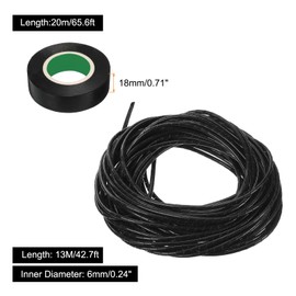 MECCANIXITY Spiral Cable Wrap 42.7ft/13M 6mm Cable Management Sleeve Cord Organizer Flexible PE for Computer Wire, Charging Cable Black with Tape