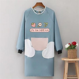 WANGTAO Apron, Long Sleeve, Women's, Work Apron, Fashionable, Adult Apron, Hand Wiping Apron, Apron with Sleeves, Apron, for Household and Cooking, with Pockets, Housework, Restaurants, blue