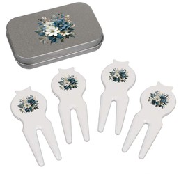 Azeeda 'Blue And White Flowers ' Golf Divot Tool/Repair Fork Gift Set (GO00068977)