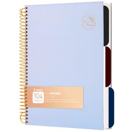 FLYING EAGLE College Ruled Spiral Notebook 8.5 X 11, 3 Subject Notebook Journal for Women Men,100 Gsm Thick Paper 104 Sheets,Hardcover Notebook for Work, School, Writing, note taking Blue