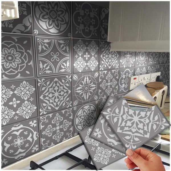 48 Grey Tile Stickers Victorian Mosaic Style Tile Stickers Transfers