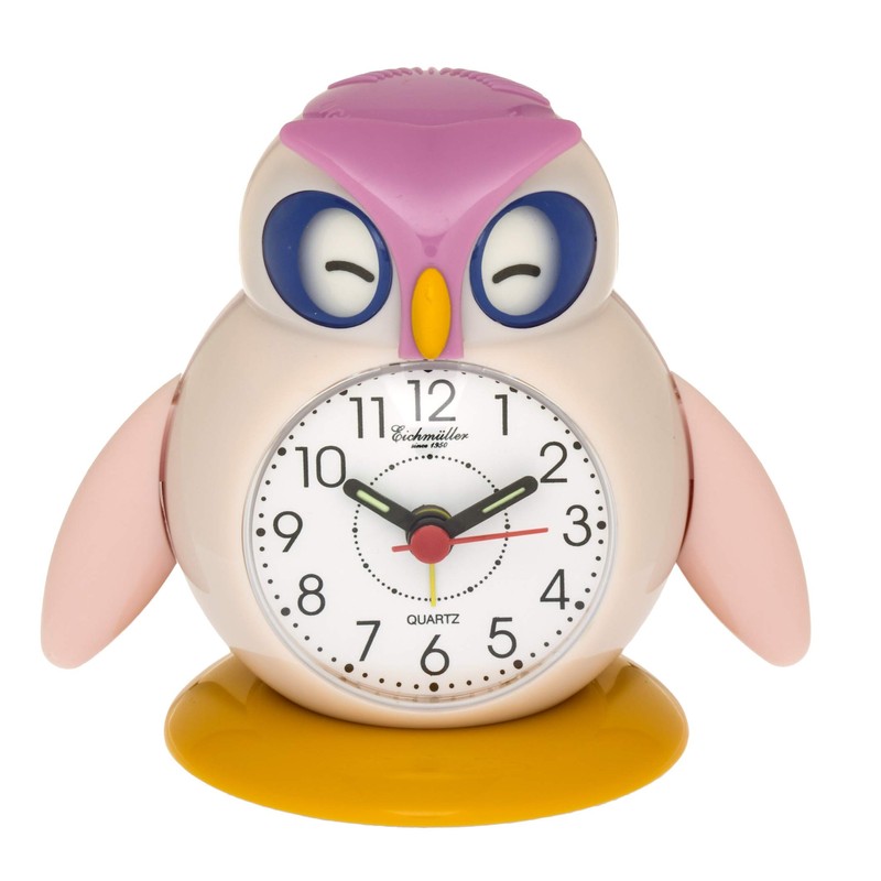 Eichmüller Children's Alarm Clock Owl Pink Analogue Alarm Clock with