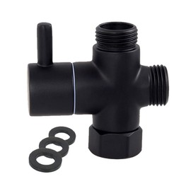 Shower Diverter Valve, G1/2 Inch Brass Shower Arm Shut-Off Valve Replacement, 3 Way Water Diverter Valve for Wahing Machine (Black)