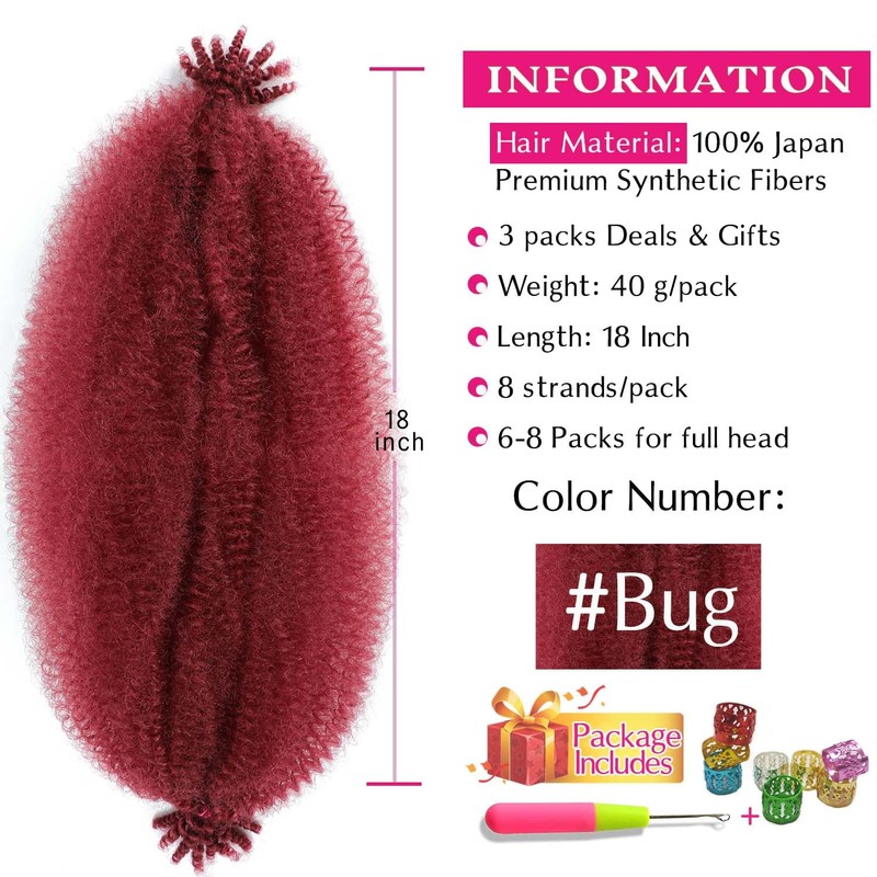 Marley Twist Braiding Hair 18 Inch 3 Packs Pre-separated Springy