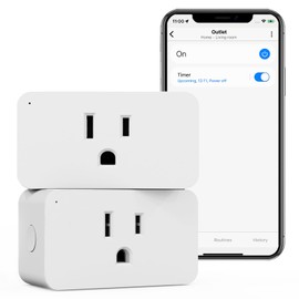 Zwave Plug 800 Series 2 Pack, Zwave Outlet Built-in Repeater Range Extender, Mini Zwave Smart Plug Work with SmartThings, Wink, Alexa, Google Assistant, Z-Wave Hub Required, FCC and ETL Listed, 1875W