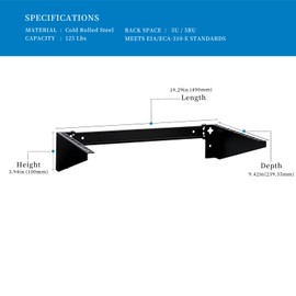 RackPath 5U Vertical Wall Mount Rack - Heavy Duty 125lbs Capacity Vertical Mounting Bracket (5U)