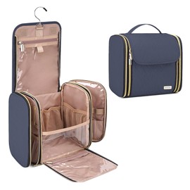 TBTOTRA Hanging Toiletry Bag & Makeup Bag for Women with Jewelry Organizer - TSA Approved Large Capacity Travel Cosmetic Organizer, Waterproof Shower Essentials Case with Transparent Pockets