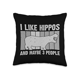 Hippo Gift Hippopotamus Lover Accessories & Stuff Funny Hippopotamus Design for Men Women Toddler Hippo Lover Throw Pillow, 16x16, Multicolor