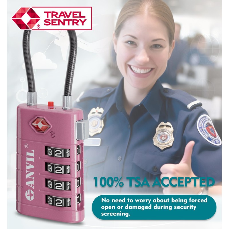 ANVIL 4 Digit Luggage Locks, TSA Locks for Luggage, Advanced