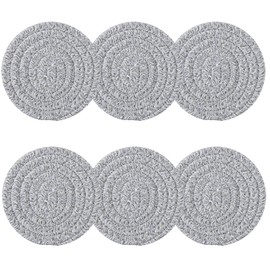 Grey Coasters Absorbent Woven Coaster - Cotton Coaster for Home Decor Handmade Braided Fabric Heat-Resistant Coasters BD0210