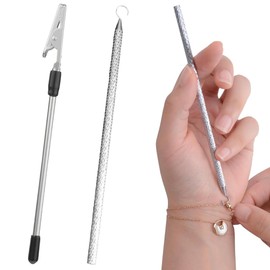 Pack of 2 Bracelet Helper, Watch Tool Bracelet, Bracelet Dressing Aid, Jewellery Watch Bracelet Tool, Jewellery Helper Bracelet Helper, for Hooking, Women Bracelet, Necklace, Buckle, Zip (Silver)