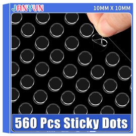 JANYUN Mounting Putty, 560 Pcs Double Sided Sticky Dots Removable Sticky Dot Clear Sticky Tack for Wall Pictures Hanging Adhesive Round Putty for Home Office Decor(10mm)