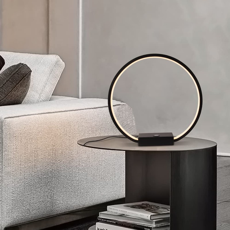 MASIVEL LED Circle Table Lamp Touch Control 3-Way Dimmable Bedside