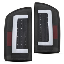 Aresparts 2pcs LED Tail Lights Compatible with 2002 2003 2004 2005 2006 Dodge Ram 1500 2500 3500 Pickups Black Housing White led tube Clear Lens updated TailLights Assembly Driver & Passenger Side