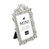 Bejeweled Silver Tone Metal Mini Picture Frame, 2.5" x 3.5"