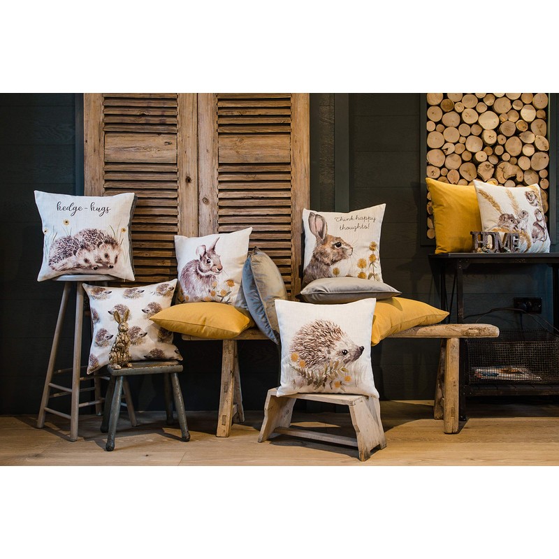 Evans Lichfield Woodland Hare Cushion Cover, White, 43 x 43cm