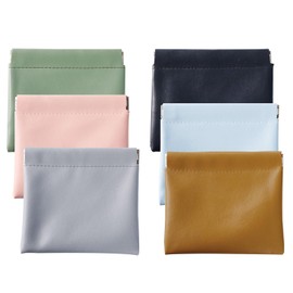 Binxus 6 Pcs Pocket Cosmetic Bag Squeeze Top Lambskin Pocket Cosmetic Bag Mini Portable Cosmetic Bags No Zipper Self-Closing Pocket Cosmetic Bag, Colorful, No Zipper Self-closing