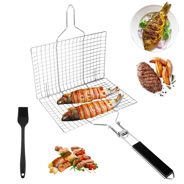 Stainless Steel Grill Basket for Fish Vegetables, Stainless Steel Fish
