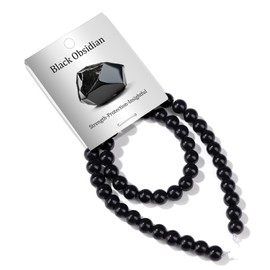 Risyfjew 50PCS 8mm Natural Black Obsidian Beads Gemstone Round Loose Beads for Jewelry Making Chakra Crystal Stone Beads for Bracelets Necklace Earrings Making Supplies (50pcs/Strand)