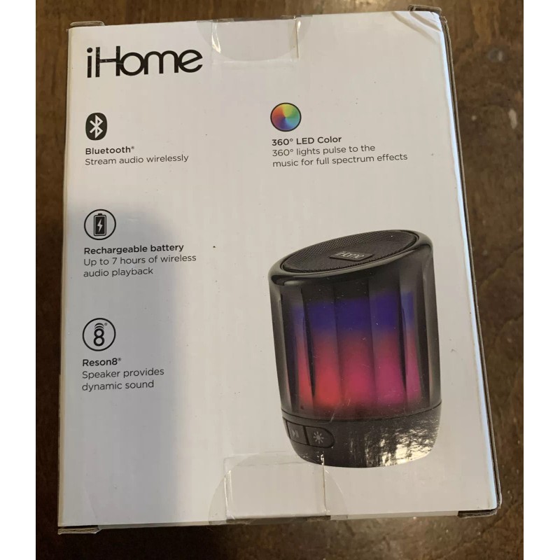 iHome PlayGlow Mini Portable Bluetooth Speaker & LED Color iBT805B
