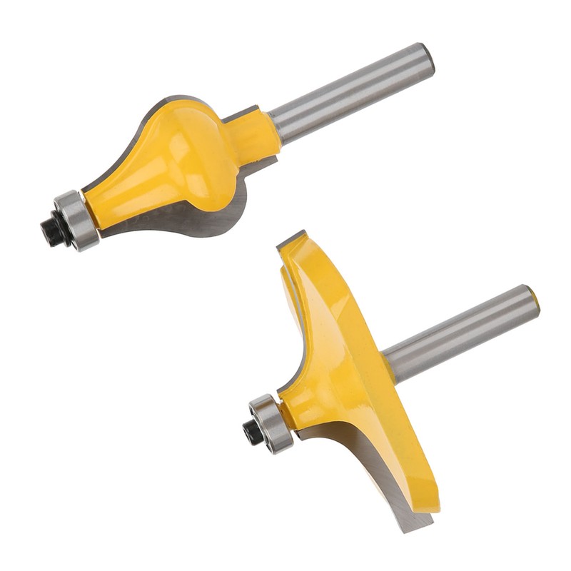 2pcs 8mm Shank Armrest Handrail Router Bit Set with Bearing