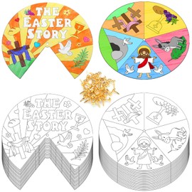 Supervitae 36 Sets The Easter Story Crafts Color Your Own Holy Week Wheel DIY Religious Crafts Christian Church Jesus Bible Arts for Sunday School Activities