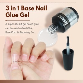 FZANEST Nail Glue Gel for Nail Tips and Clear Acrylic Nails Long Lasting, Curing Needed UV Extension Glue for Clear False Nail Tips and Clear Press on Nails