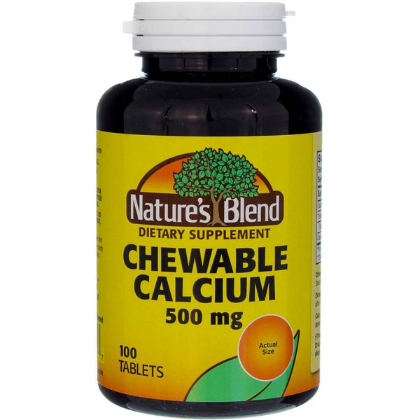Nature's Blend Chewable Calcium 500 mg, 100 Tablets (Pack of 4)