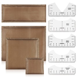 Heat Press Pillow Mat 9 Pcs in 1 Kit, 4 Sizes Heat Pressing Transfer Pillow and 5pcs Tshirt Ruler Guide for Vinyl, Teflon Pillow Sublimation Printing, Heat Resistant Pressing Pillows for Screen Print