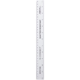 Q-Connect Ruler Shatterproof 300mm Clear (Inches on one side and cm/mm on the other)