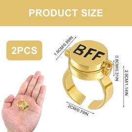 YeahBoom Pack of 2 Best Friends Forever Rings, Adjustable Open Cap Ring, Cute BFF Ring, Friendship Ring, Jewellery Gifts for Women and Girls, Non-precious metal