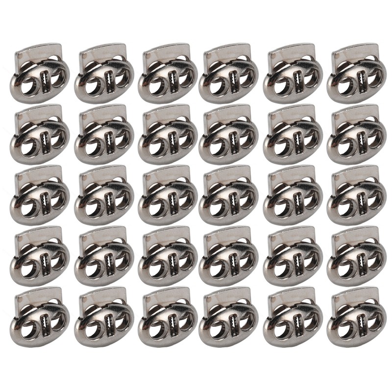 30pcs Metal Cord Lock End Toggle Double Hole Spring Stopper