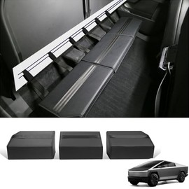 JOYTUTUS Rear Under Seat Storage Box Compatible with Cybertruck 2024, Foldable Second Row Underseat Organizer, Hidden Tray Cybertruck Interior Accessories