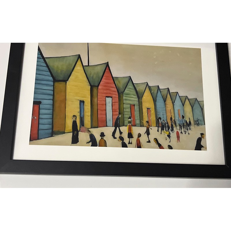 Greetingles Lowry-Style Framed Print. Beautiful Black Ash Frame (Lowry, LS