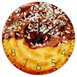 Autravelco Minimalist Wood Clock Analog Round Non-Ticking Homemade Bread Baked Bakery Rustic Wall Clocks Mexican Food Stock Pictures Home Decor for Warehouse Kitchen Conference Room 15 Inch