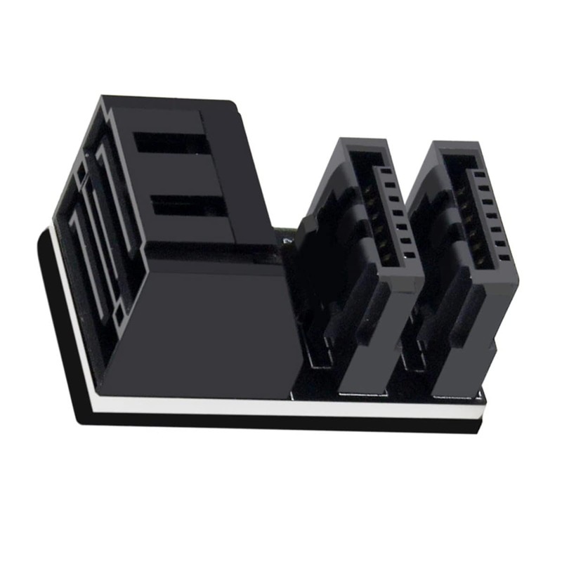 Cablecc Dual SATA 7Pin Female to 90 Degree Angled 7Pin