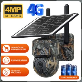 Encubierto Camara Solar 4g Chip Sim 4mp Alarma Ptz Ubox Hd,detección Por Doble Sensor Pir + Radar,observación De Animales Al Aire Libre