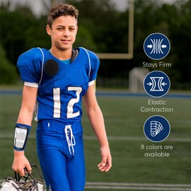 Pro Athletics QB Playbook Wristband - Football Quarterback Play Wristbands for Youth - Wrist Coach for All Sports with 3 Compartments (Navy Blue, Youth, 12-Pack)