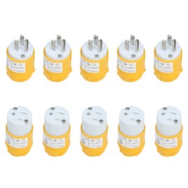SVNR Extension Cord Ends Male and Female, 15A 125V Plug Set, 5 Sets