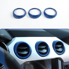 RT-TCZ Center Console Air Conditioner Outlet Vent Trim Cover Ring Interior Accessories for Ford Mustang 2015-2022,3PCS (Blue)