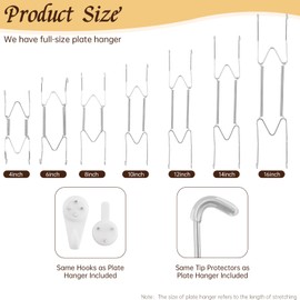 Plate Hangers for Wall, Suitable for 4-5 inch Art Plate, Stainless Steel Invisible Heavy-Duty Wire Plate Holder with Wall Hooks, Display Hanger for Decorative Plates/Dishes/Platters(Silver)