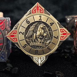 2025 New DND Spinner Dice, 7-in-1 Metal Dice Set with 3D Relief for Dungeons and Dragons Gifts, Polyhedral Roleplaying Game Dice, Fantasy D&D Tabletop RPG Accessories for DM & Player (Bronze)