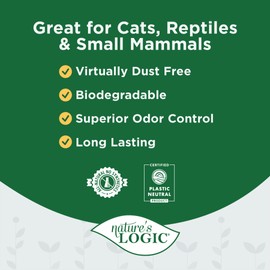 Nature's Logic 100% Natural Pine Pellet Cat Litter - 100% Ponderosa Pine, Dust-Free, Unscented, Biodegradable - Safe for Cats, Kittens, Reptiles & Small Pets - Highly Absorbent - 24 lb Bag