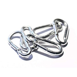 Pack of 10 Carabiner Hooks 8 x 80 mm - Galvanised Stainless Steel | Snap Hook | Quick Release | DIN 5299