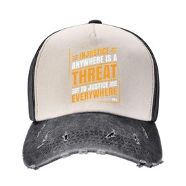 Martin Luther King Jr. Day 2 - Gorra de béisbol de algodón, color contrastante, para hombres y mujeres, Injustice Anywhere is a Threat to Justice Everywhere Mlk Jr Black and White 6, Talla única